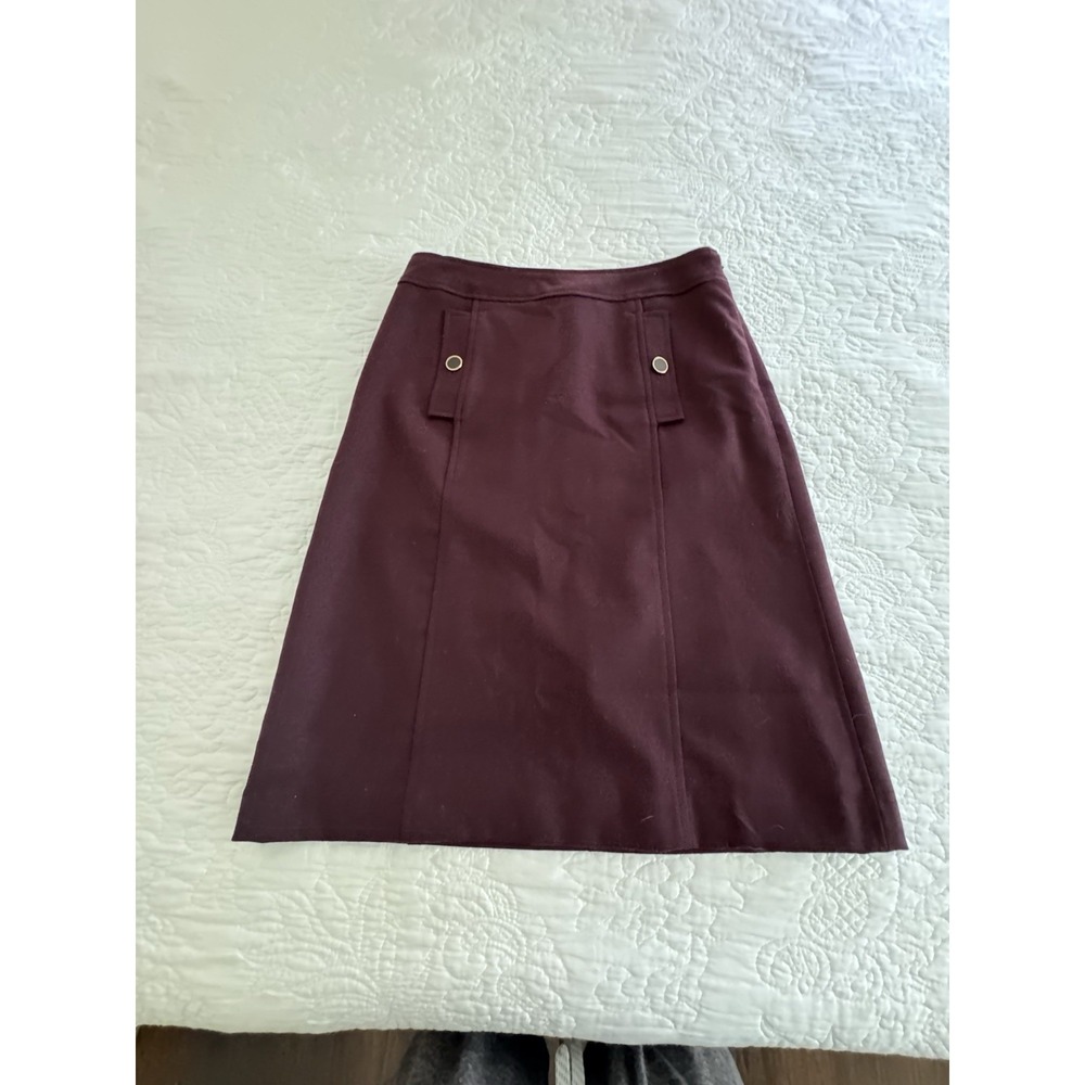 Talbots Burgundy Italian Flannel Wool Skirt - Size 2P